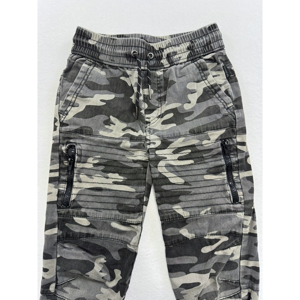 Ring of Fire Kids Grey Camo Moto Jogger Pants Size 8 Zipper Pockets Drawstring